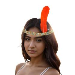 Indianer Kopfschmuck,Indische Feder Krone Stirnband, Damen Indianer Stirnband mit Federn, Mottoparty, Karneval,Halloween, Fasching, Festival Party Headwear Kostüme Zubehör Erwachsene und Kinder von Windsfinr