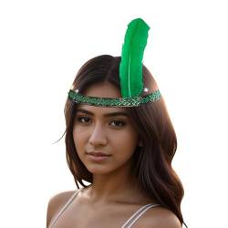 Indianer Kopfschmuck,Indische Feder Krone Stirnband, Damen Indianer Stirnband mit Federn, Mottoparty, Karneval,Halloween, Fasching, Festival Party Headwear Kostüme Zubehör Erwachsene und Kinder von Windsfinr