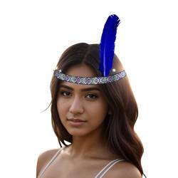 Indianer Kopfschmuck,Indische Feder Krone Stirnband, Damen Indianer Stirnband mit Federn, Mottoparty, Karneval,Halloween, Fasching, Festival Party Headwear Kostüme Zubehör Erwachsene und Kinder von Windsfinr