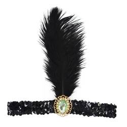 Stirnband Indianer mit Federn, elastisches Haarband, Cowboy, Western, Karneval, Halloween, Fasching, Mottoparty, Feder Haarreif Cosplay Kostüm Accessoires Karneval Party Kopfschmuck von Windsfinr