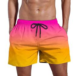 Windsfinr Badehose Herren Schnelltrocknend Badeshorts für Herren Sporthose Laufshorts Männer Sport Kurze Hose Schwimmhose mit Mesh-Futter und Taschen Atmungsaktiv Wasserabweisend Badeshorts (Pink, L) von Windsfinr