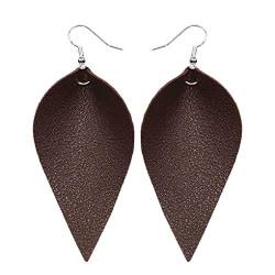 Windy5 Mädchen Handgefertigte Leder Ohrringe Boho Blatt Teardrop Haken baumeln hängendes Ohr-Bolzen-Frauen-Schmucksachen (2.8 * 6cm, light tan) (2.8 * 6cm, dark coffee) von Windy5