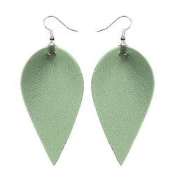 Windy5 Mädchen Handgefertigte Leder Ohrringe Boho Blatt Teardrop Haken baumeln hängendes Ohr-Bolzen-Frauen-Schmucksachen (2.8 * 6cm, light tan) (2.8 * 6cm, light green) von Windy5