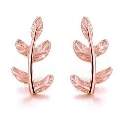 ✦Weihnachtsgeschenke für Frauen✦Winglove 18 Karat Vergoldung Ohrringe Silber 925 Blatt Ohrstecker Blätter Form Ohrringe Schmuck Damen Geschenke für Frauen.(Rose Gold-1) von Winglove