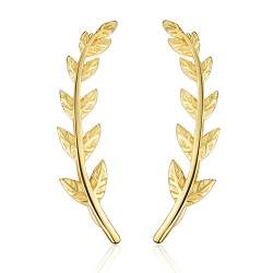 ✦Weihnachtsgeschenke für Frauen✦Winglove 18 Karat Vergoldung Ohrringe Silber 925 Blatt Ohrstecker Blätter Form Ohrringe Schmuck Damen Geschenke für Frauen.(Yellow Gold-2) von Winglove