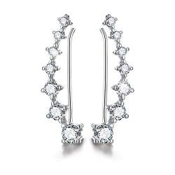 ✦Weihnachtsgeschenke für Frauen✦Winglove Ohrringe Silber 925 CZ Simulierte Diamantohr-Crawler-Manschetten Ohrklemmen Ohrclip Zirkonia Ohrringe Geschenke für Frauen.（White Gold-White Zircon） von Winglove