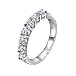 Winglove ✦Valentinstag Geschenk Moissanite Ringe Silber 925 Damen 0,1 ct Sieben Sterne Diamantring Moissanit Diamant, VVS1 Reinheit D Farbe, Geschenke für Frauen.[0,1ct,49(15.75)] von Winglove