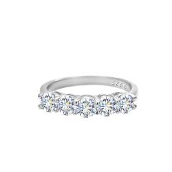 Winglove ✦Valentinstag Geschenk Moissanite Ringe Silber 925 Damen 0,3 ct Fünf Sterne Diamantring Moissanit Diamant, VVS1 Reinheit D Farbe, Geschenke für Frauen.[0,3ct,51.5(16.5)] von Winglove