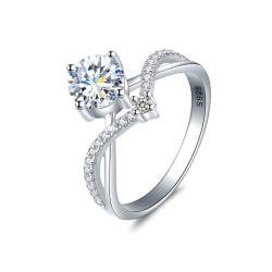Winglove ✦Valentinstag Geschenk Moissanite Ringe Silber 925 Damen 0,5 ct Prinzessin Krone Diamantring Moissanit Diamant, VVS1 Reinheit D Farbe, Geschenke für Frauen.[0,5ct,49(15.75)] von Winglove