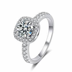 Winglove ✦Valentinstag Geschenk Moissanite Ringe Silber 925 Damen 0,5ct/1ct/2ct/3ct Klassischer quadratischer Ringe Moissanit Diamant,VVS1 Reinheit D Farbe,Geschenke für Frauen.[0.5ct,56.5(18.2)] von Winglove
