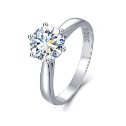 Winglove ✦Valentinstag Geschenk Moissanite Ringe Silber 925 Damen 0,5ct/1ct/2ct Klassischer Sechs Claw Aperture Ring Moissanit Diamant, VVS1 Reinheit D Farbe, Geschenke für Frauen.[2ct,49(15.75)] von Winglove