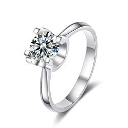 Winglove ✦Valentinstag Geschenk Moissanite Ringe Silber 925 Damen 1 ct Classic Bull Head Ringe Moissanit Diamant, VVS1 Reinheit D Farbe, Geschenke für Frauen.[1ct,54(17.25)] von Winglove