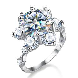 Winglove ✦Valentinstag Geschenk Moissanite Ringe Silber 925 Damen 1 ct Sonnenblume Sechs Krallen Ringe Moissanit Diamant, VVS1 Reinheit D Farbe, Geschenke für Frauen.[1ct,51.5(16.5)] von Winglove
