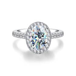 Winglove ✦Valentinstag Geschenk Moissanite Ringe Silber 925 Damen 3 ct Halbkreis Diamantring Moissanit Diamant, VVS1 Reinheit D Farbe, Geschenke für Frauen.[3ct,54(17.25)] von Winglove