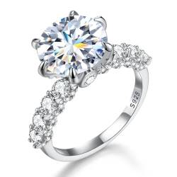 Winglove ✦Valentinstag Geschenk Moissanite Ringe Silber 925 Damen 5 ct Aurora Sechs Claw Ringe Moissanit Diamant, VVS1 Reinheit D Farbe, Geschenke für Frauen.[5ct,49(15.75)] von Winglove
