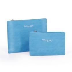 Wingsky Make-up-Taschen-Set, Kosmetiktaschen für Geldbörse, tragbare und stilvolle Reise-Kulturtaschen für Frauen, Reise-Kosmetiktaschen für Frauen, 3 Stück, Himmelblau, 9x7 inch, Kosmetiktasche von Wingsky