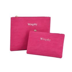 Wingsky Make-up-Taschen-Set, Kosmetiktaschen für Geldbörse, tragbare und stilvolle Reise-Kulturtaschen für Frauen, Reise-Kosmetiktaschen für Frauen, 3 Stück, Rosenrot, 9x7 inch, Kosmetiktasche von Wingsky