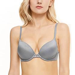 Wingslove Damen Klassiche Push-Up BH Body Make-Up Leicht Gepolstert T-Shirt Büstenhalter mit Bügel(Grau,32DD) von Wingslove