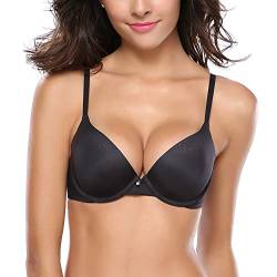 Wingslove Damen Klassiche Push-Up BH Body Make-Up Leicht Gepolstert T-Shirt Büstenhalter mit Bügel, Schwarz(black), 85 B (38 B) von Wingslove