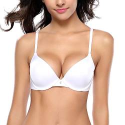 Wingslove Damen Klassiche Push-Up BH Body Make-Up Leicht Gepolstert T-Shirt Büstenhalter mit Bügel (80 D (36 D), Weiß) von Wingslove