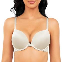 Wingslove Damen Klassiche Push-Up BH Body Make-Up Leicht Gepolstert T-Shirt Büstenhalter mit Bügel (Elfenbein 85E) von Wingslove