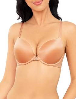 Wingslove Damen Klassiche Push-Up BH Body Make-Up Leicht Gepolstert T-Shirt Büstenhalter mit Bügel (Orange 85B) von Wingslove