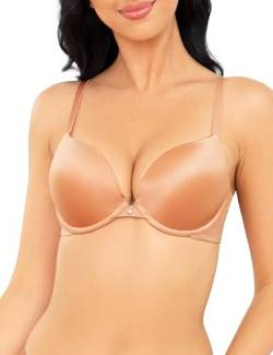 Wingslove Damen Klassiche Push-Up BH Body Make-Up Leicht Gepolstert T-Shirt Büstenhalter mit Bügel (Orange 85E) von Wingslove