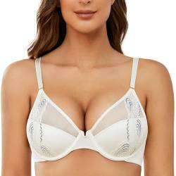 Wingslove Damen Push up BH mit Bügel Halbschalen Spitzen Gepolstert BH Lace Bra für Kleine Brüste (Elfenbein, 75C) von Wingslove