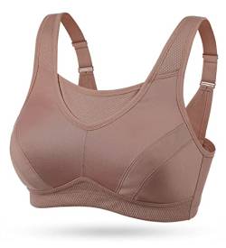 Wingslove Damen Sport BH ohne Bügel Nicht Gepolstert High Impact Bustier Halt Joggen BH(Bernstein,80D) von Wingslove