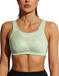 Wingslove Damen Sport BH ohne Bügel Nicht Gepolstert High Impact Bustier Halt Joggen BH(Grün,38B-85B) von Wingslove