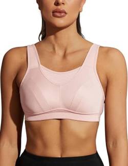 Wingslove Damen Sport BH ohne Bügel Nicht Gepolstert High Impact Bustier Halt Joggen BH(Rosa，36B/80B) von Wingslove