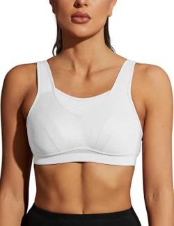 Wingslove Damen Sport BH ohne Bügel Nicht Gepolstert High Impact Bustier Halt Joggen BH(White,110B) von Wingslove