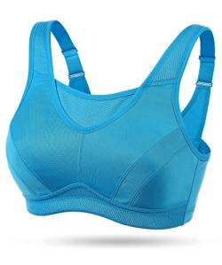 Wingslove Damen Sport BH ohne Bügel Nicht Gepolstert High Impact Bustier Halt Joggen BH （Blau 44C） von Wingslove