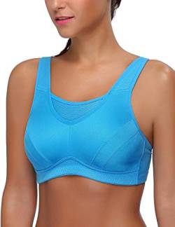 Wingslove Damen Sport BH ohne Bügel Nicht Gepolstert High Impact Bustier Halt Joggen BH （Blau 46E） von Wingslove