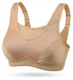 Wingslove Damen Sport BH ohne Bügel Nicht Gepolstert High Impact Bustier Halt Joggen BH (Nude,105G) von Wingslove