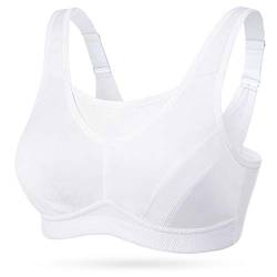 Wingslove Damen Sport BH ohne Bügel Nicht Gepolstert High Impact Bustier Halt Joggen BH （Weiß 46C） von Wingslove