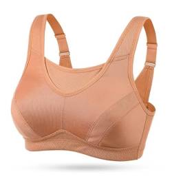 Wingslove Damen Starker Halt Sport BH Große Brüste Ohne Bügel Breite Träger Bustier Lauf Joggen Bra (Orange 75E) von Wingslove