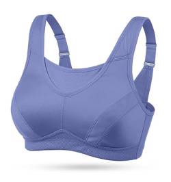 Wingslove Damen Starker Halt Sport BH Große Brüste Ohne Bügel Breite Träger Verschluss Bustier Lauf Joggen Bra (Lila 105C) von Wingslove