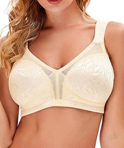 Wingslove Damen Wireless Minimizer BH Plus Size Nicht Gepolstert Soft Full Figure Bra - Beige - 85DD von Wingslove