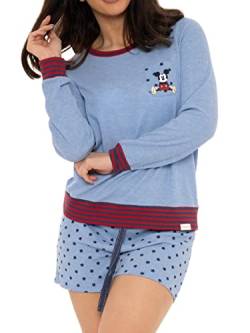 Wingwalker Damen Disney Mickey Mouse Pyjamas Damen Waffle PJs Blau Large von Wingwalker