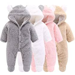 Neugeborene Baby Cartoon Bär Schneeanzug Wintermantel Fleece Kapuze Strampler Jumpsuit (Grau, 0-3Monat) von Winmany