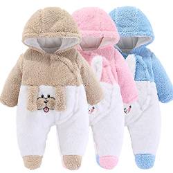 Neugeborene Baby Cartoon Bär Schneeanzug Wintermantel Fleece Kapuze Strampler Jumpsuit (Khaki Hund, 0-3Monat) von Winmany