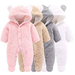 Neugeborene Baby Cartoon Bär Schneeanzug Wintermantel Fleece Kapuze Strampler Jumpsuit (Pink, 0-3Monat) von Winmany