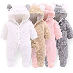 Neugeborene Baby Cartoon Bär Schneeanzug Wintermantel Fleece Kapuze Strampler Jumpsuit (Weiß, 6-9Monat) von Winmany