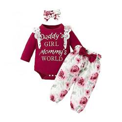 Winmany 3PCS Neugeborenes Baby Mädchen Herbst Winter Kleidung Set Kleinkind Langarm Top Floral Hose Strampler Bodysuit + Stirnband von Winmany