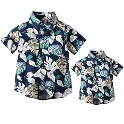 Winmany Familien-Hawaii-Hemden, Vater und Sohn, passende Strandmode, tropische Blumenblätter, Tops, Blau, 2-3 Jahre von Winmany
