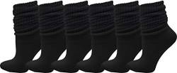 6 Paar Slouch-Socken für Frauen, schwere extra lange Baumwoll-Socken, Großpackung - Schwarz - Einheitsgröße von Winterlace