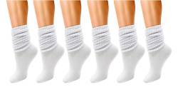 Winterlace 6 Pairs Slouch Socks for Women, Heavy Extra Long Cotton Scrunch Crew Sock, Bulk pack (White) von Winterlace