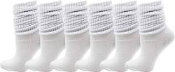 Winterlace 6 Pairs Slouch Socks for Women, Heavy Extra Long Cotton Scrunch Crew Sock, Bulk pack (White) von Winterlace