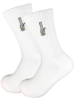 Bong Socken - High Socks aus Baumwolle | Lustige Socken für Männer & Frauen | 1 Paar Socken mit bestickten Motiv in Größe 37-41 (S/M) | Geschenk zum Geburtstag oder Weihnachten von WirklichRich